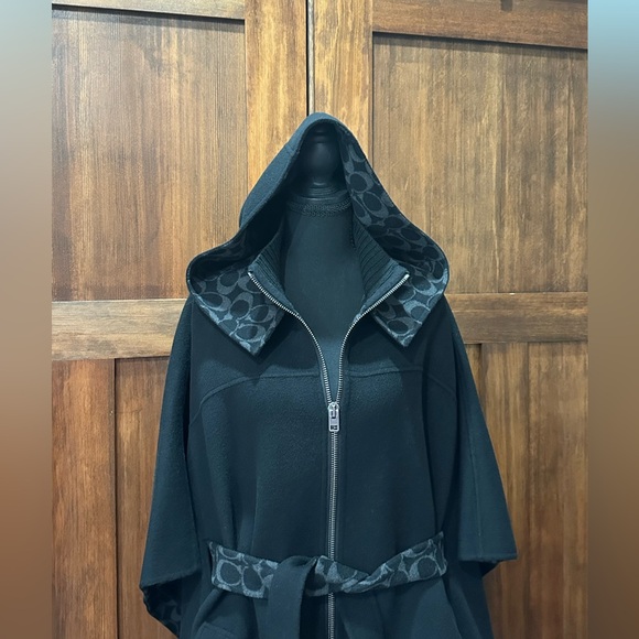 Coach Black Women's Sweater Cape with Belt - Picture 3 of 11